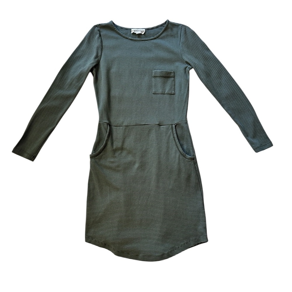 Synergy Organic Clothing Green Striped Long Sleeve Dress